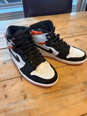 Jordan Men’s High-Top Sneakers in White/Black/Orange
